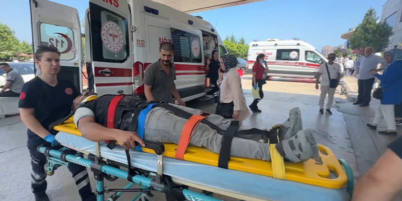 Samsun'da hastane inşaatında kaza! Demir parçası işçiyi yaraladı