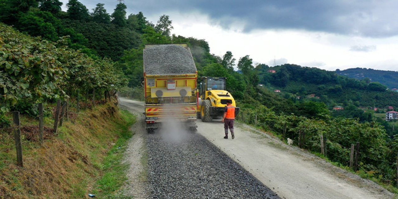 Ordu'nun sakin şehrinde asfalt çalışması