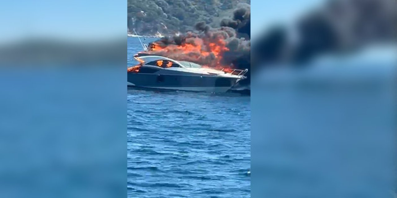 Kınalıada açıklarında lüks yat alev alev yandı