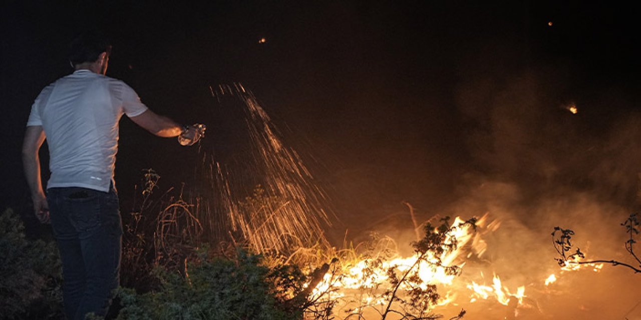 Bursa'da alevlere karşı pet şişeyle direniş!