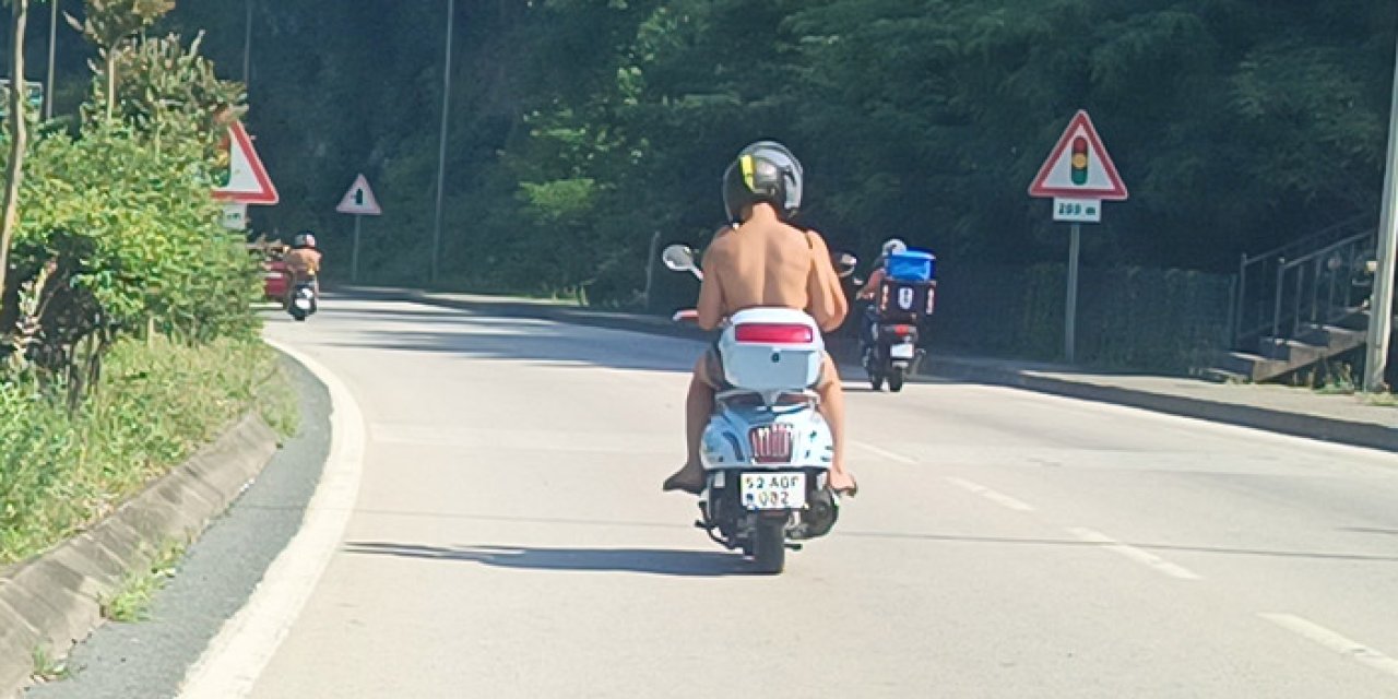 Ordu’da tehlikeli motosiklet yolculuğu