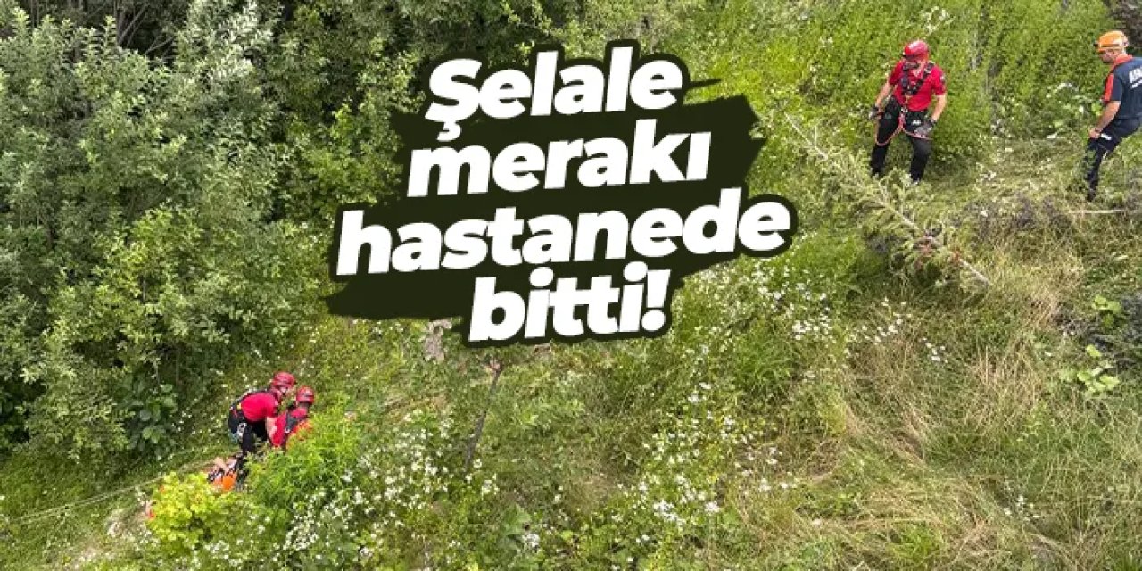 Rize'de şelale merakı hastanede bitti!