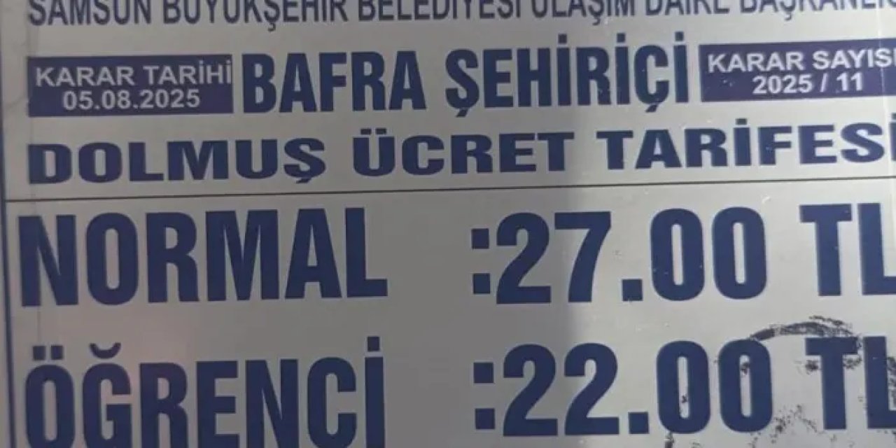 Samsun’da dolmuş ücretlerine zam geldi! İşte yeni fiyatlar