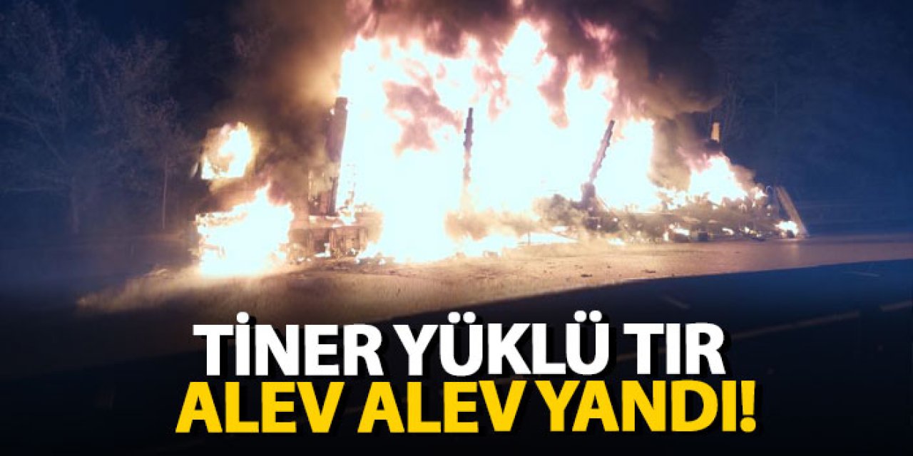 Tiner yüklü tır alev alev yandı!