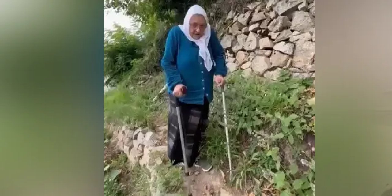 Rize’de yolu olmayan 70 yaşındaki Ayşe teyze 400 metreyi yürüyor