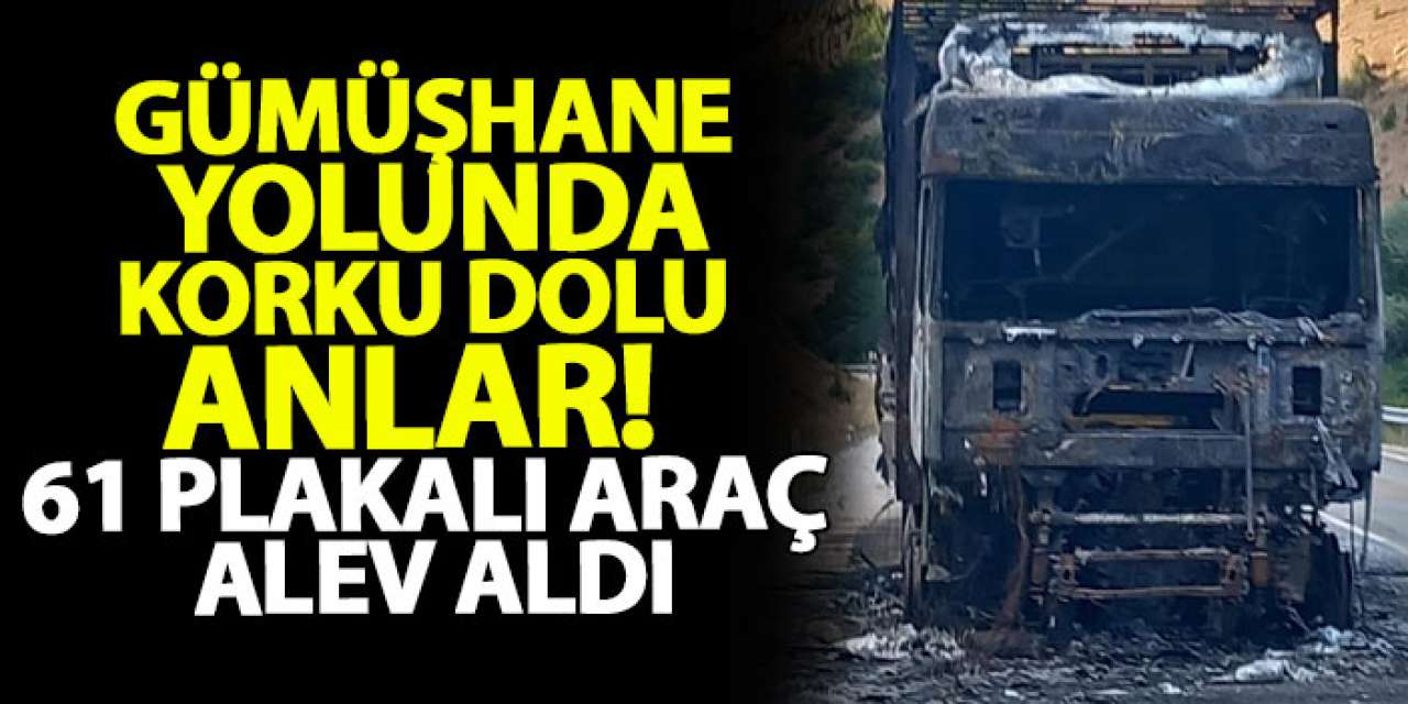 Gümüşhane yolunda korku dolu anlar! 61 plakalı araç alev aldı