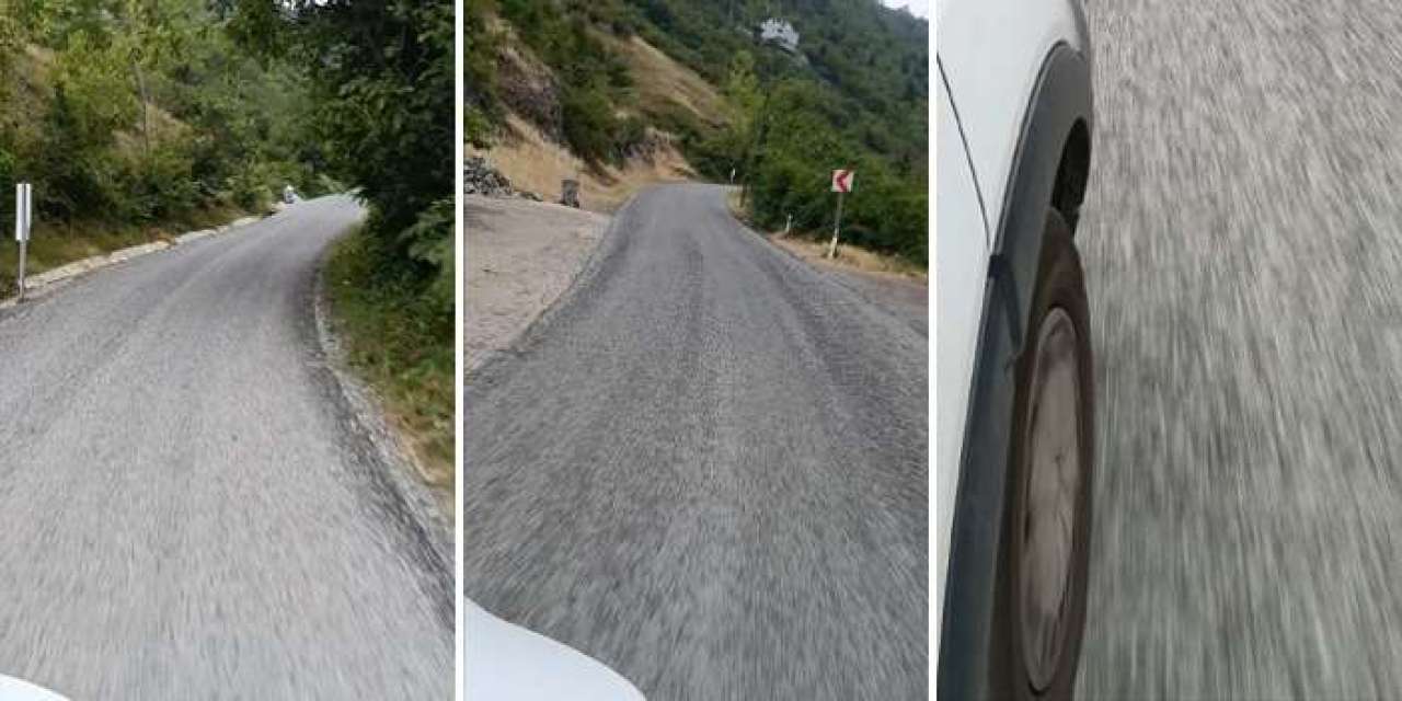 Trabzon'da asfalt Yola Çakıl Döktüler “Kaza Geliyorum Diyor”