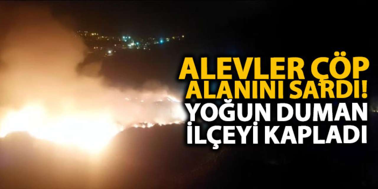 Alevler çöp alanını sardı! Yoğun duman ilçeyi kapladı