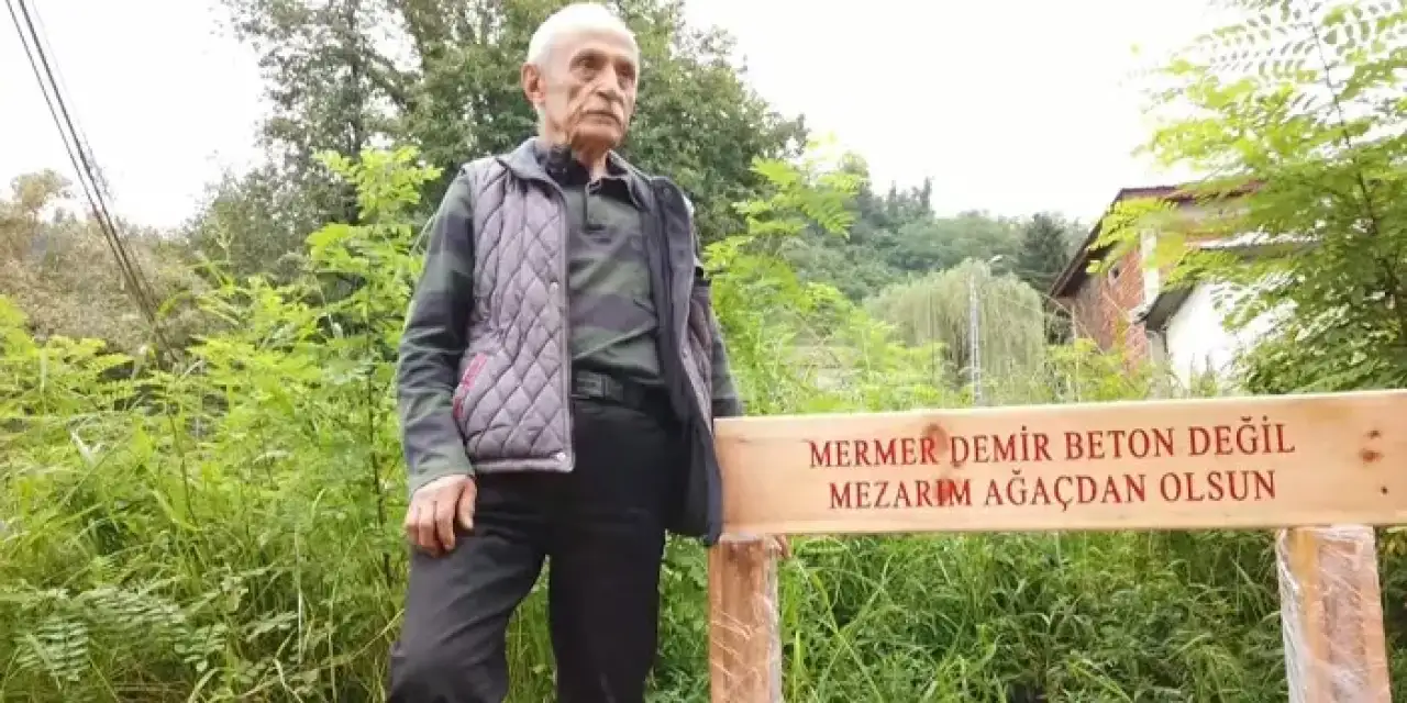 Görenler şaşırıyor! Ölmeden mezar taşını yaptırdı