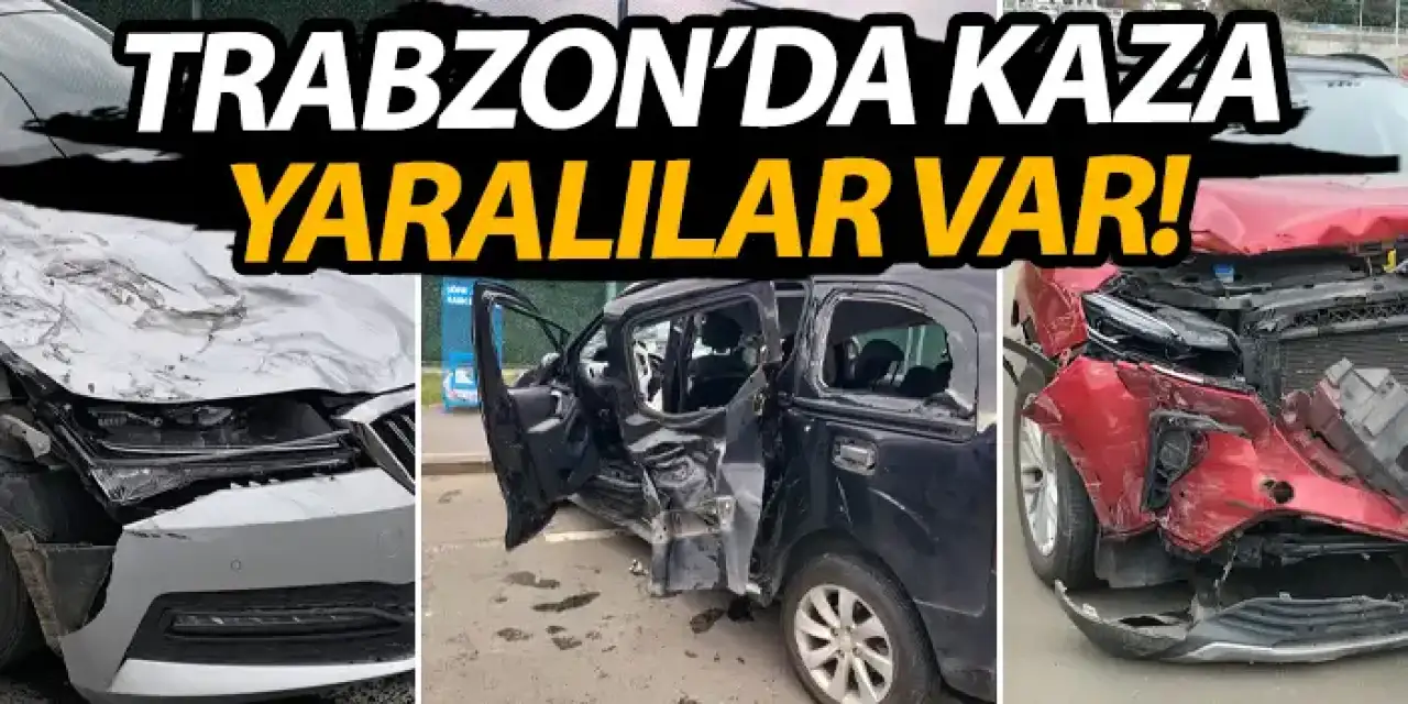 Trabzon’da Yavuz Selim Sahası önünde zincirleme kaza: 3 yaralı