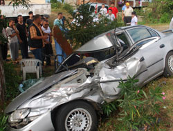 Fatsa'da araç şarampole uçtu