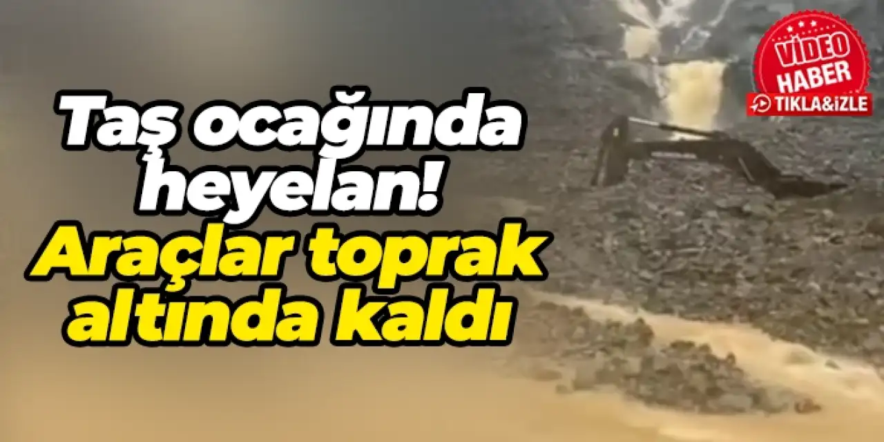 Rize'de taş ocağında heyelan! Araçlar toprak altında kaldı