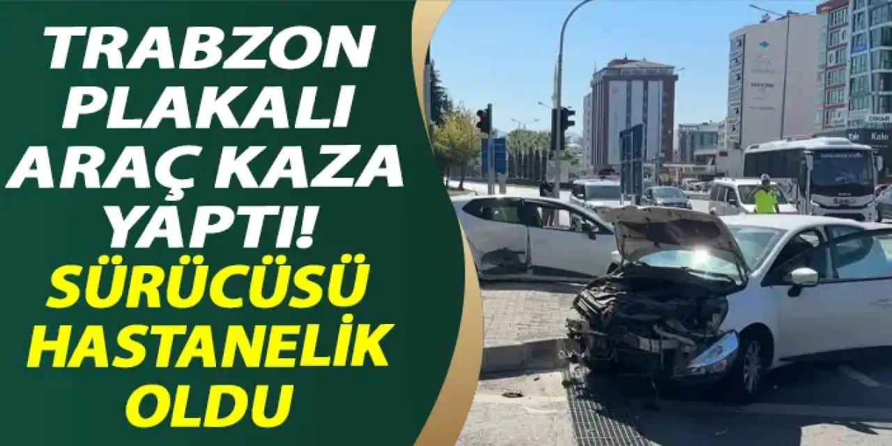 Trabzon plakalı araç kaza yaptı! Sürücü hastanelik oldu