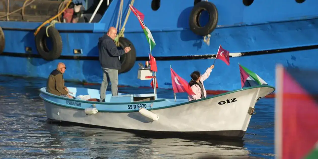 Samsun’dan Filistin’e destek! Tekne ve gemilerden kortej