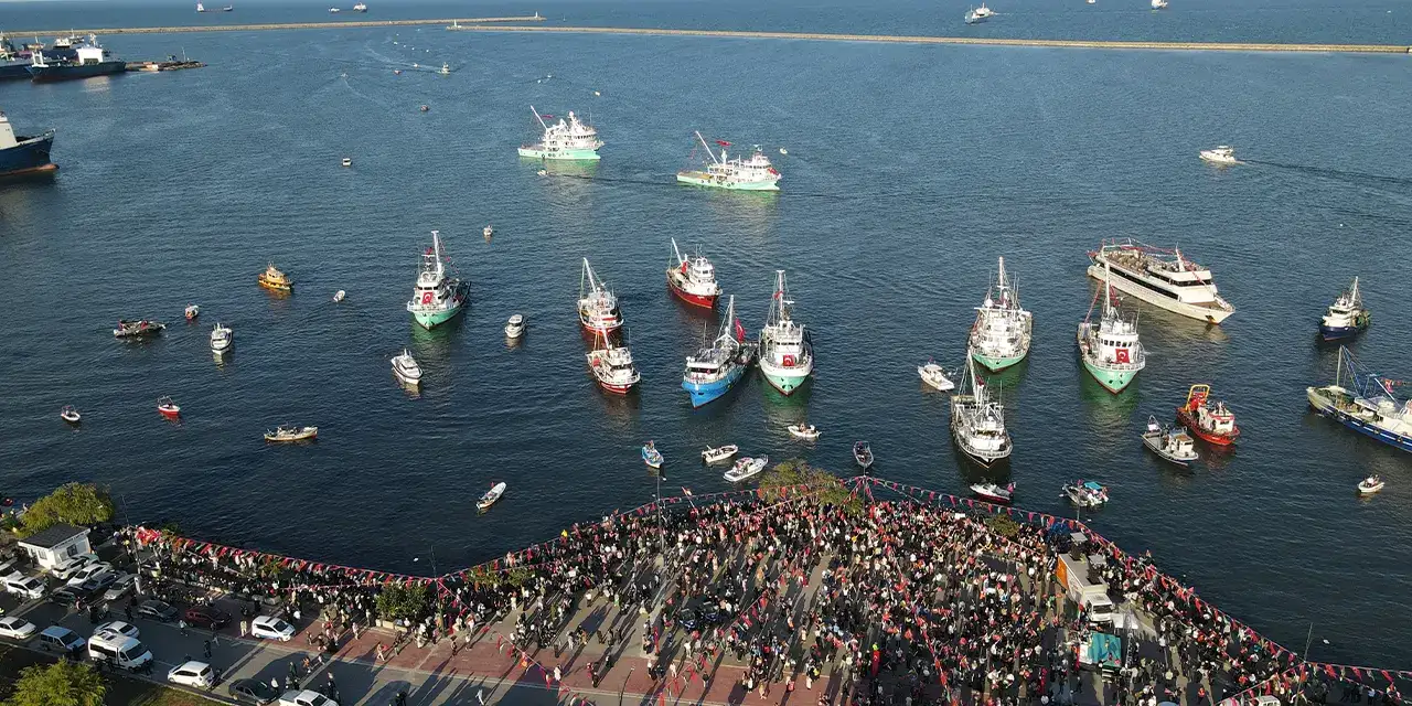 Samsun'da denizciler Filistin ve Küresel Sumud Filosu'na destek!