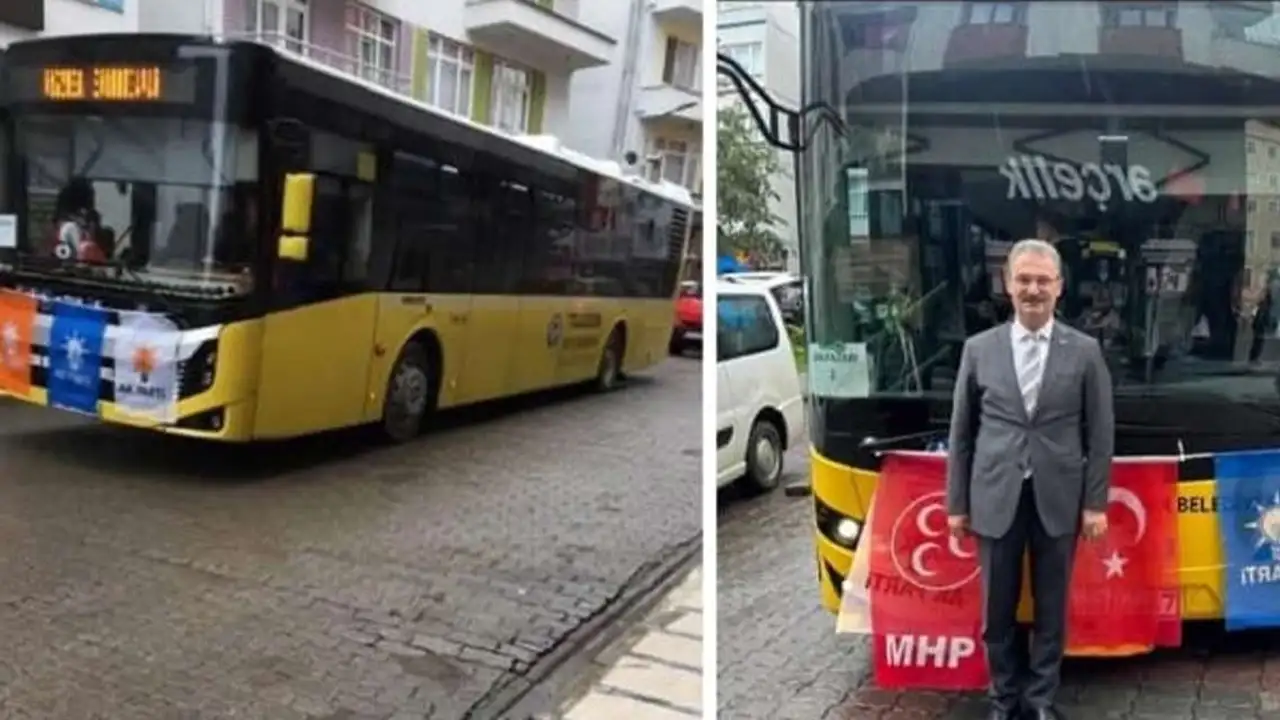 Trabzon'da otobüslere asılan bayraklar gündeme damga vurdu