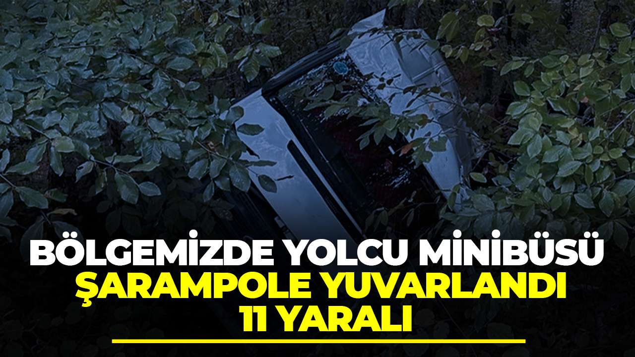 Bölgemizde yolcu minibüsü şarampole yuvarlandı: 11 yaralı