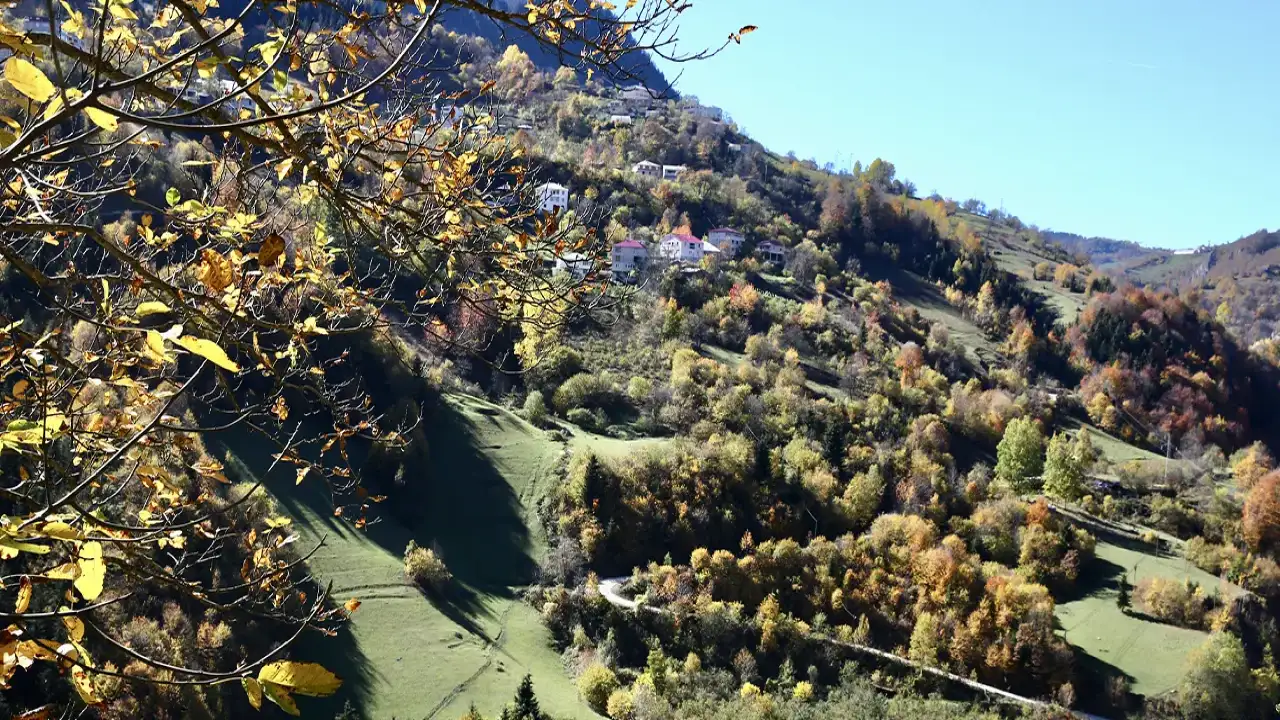 Giresun'da sonbahar büyüsü: Travertenler sarı ve yeşile büründü