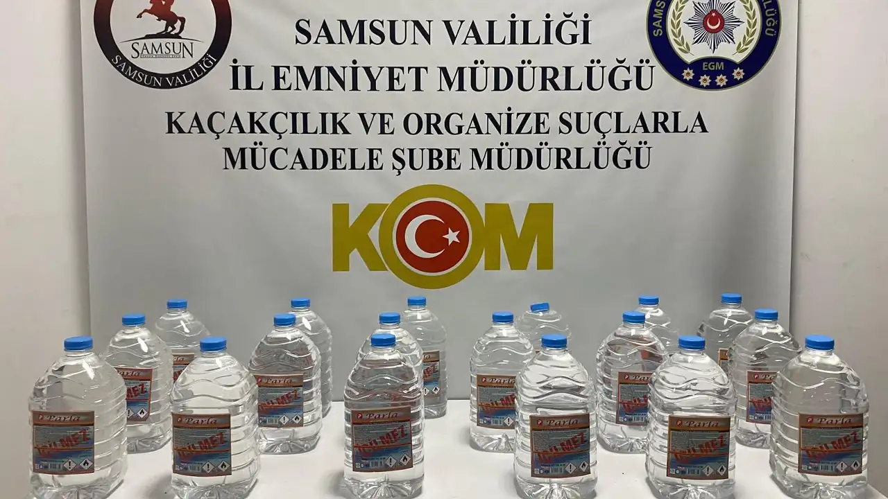 Samsun'da 90 litre etil alkol ele geçirildi: 1 kişi gözaltında