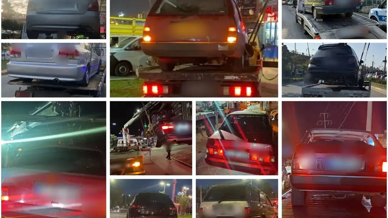 Trabzon’da gürültü yapan 9 araç trafikten men edildi