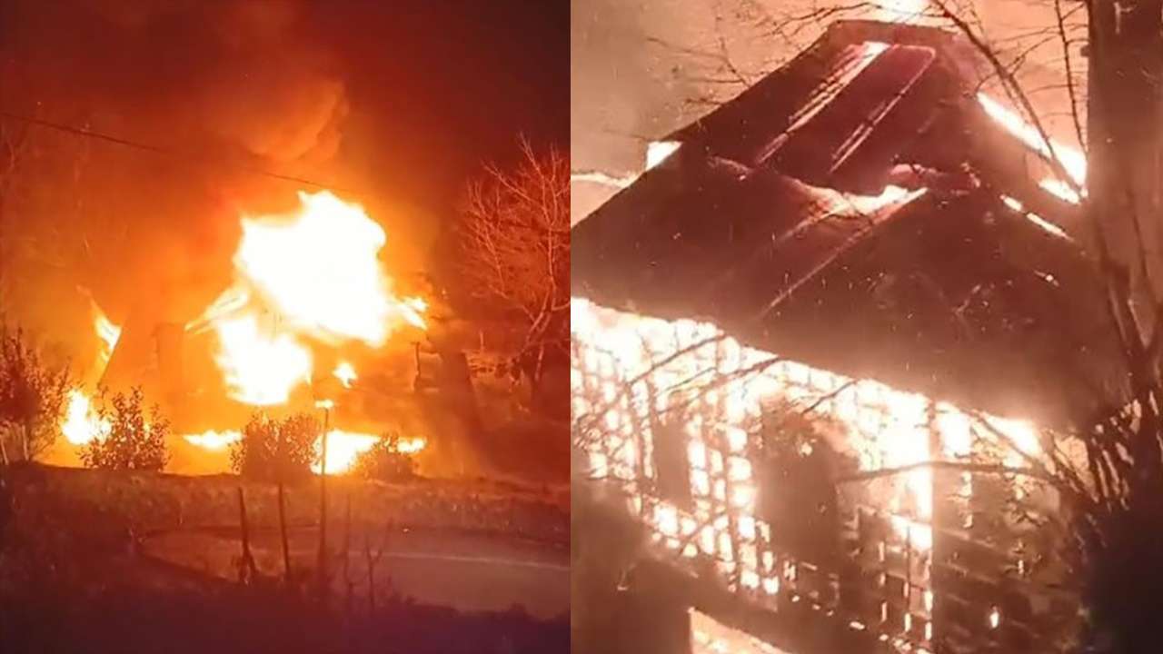 Korkutan yangın: Ahşap ev kül oldu