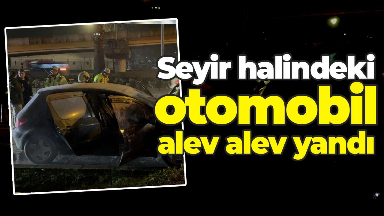 Seyir halindeki otomobil alev alev yandı
