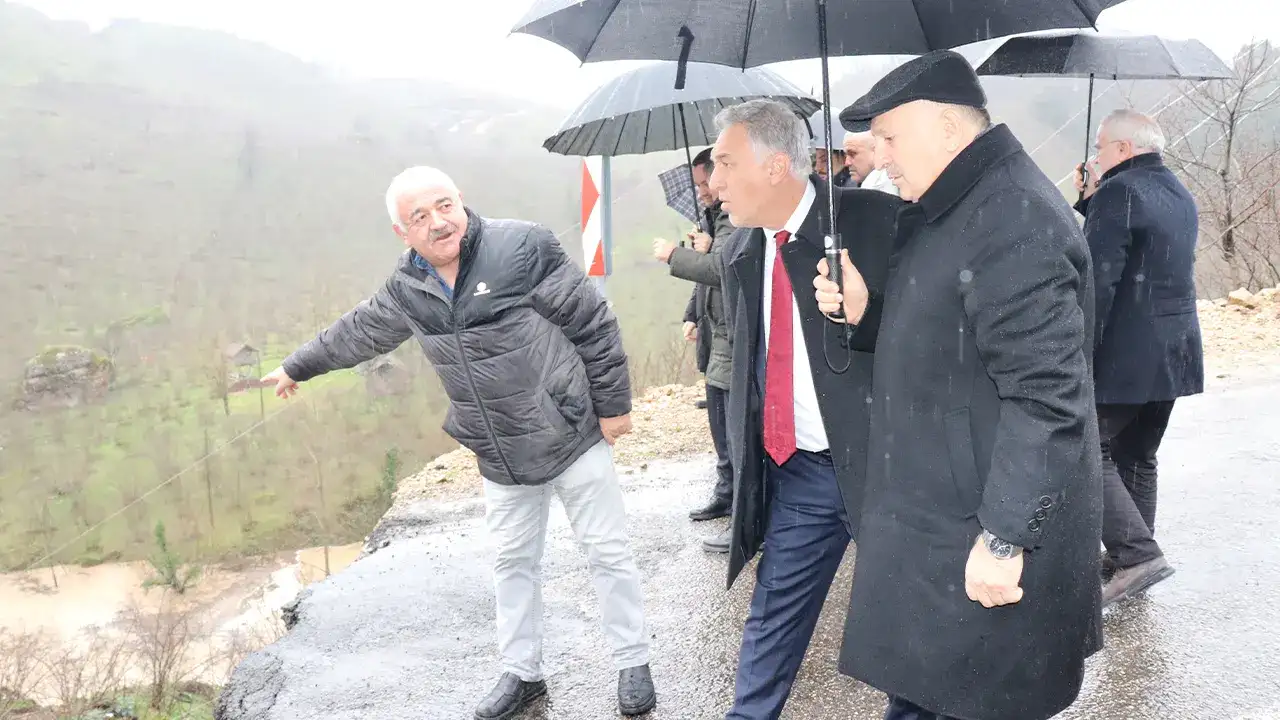Ünye-Akkuş yolundaki heyelan sahasında inceleme