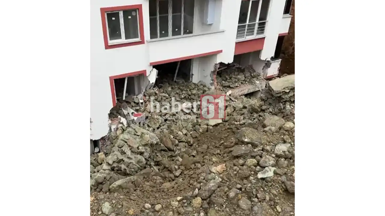 Yomra’da istinat duvarı çöktü: Bina ağır hasar aldı