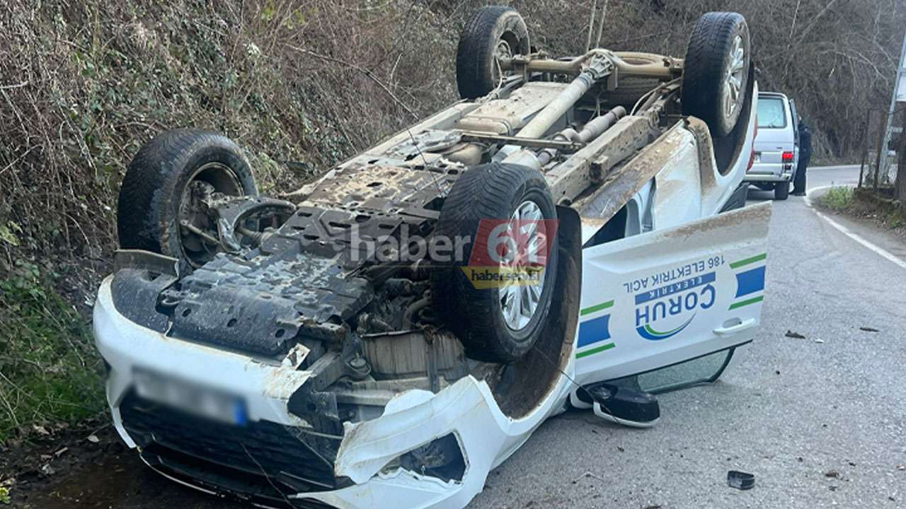 Trabzon’da virajı alamayan araç takla attı! Yaralılar var