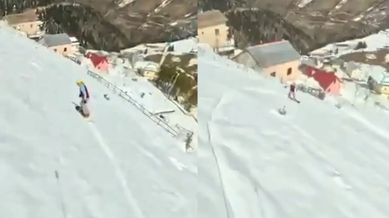 Trabzon’da mahalle arasında snowboard yaptılar