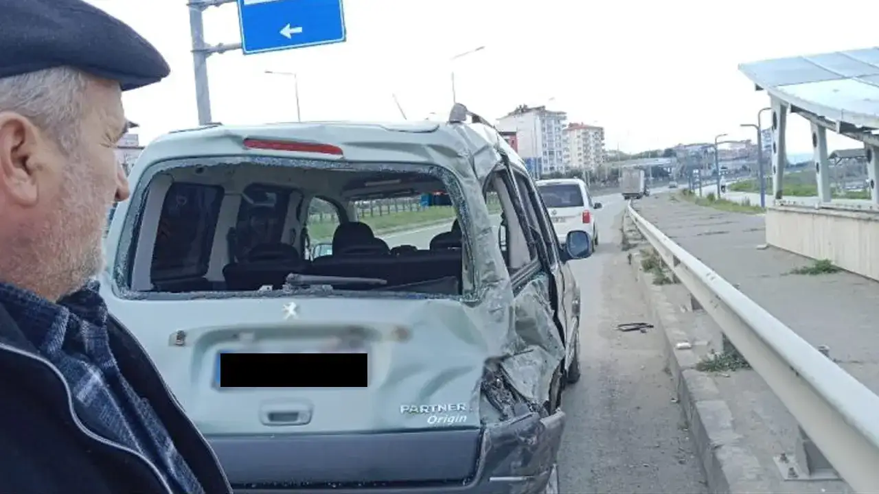 Arsin’de trafik kazası: Araç pert oldu