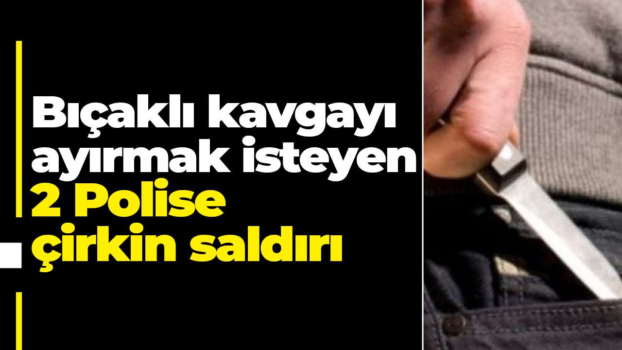 Bıçaklı kavgayı ayırmak isteyen 2 Polise çirkin saldırı