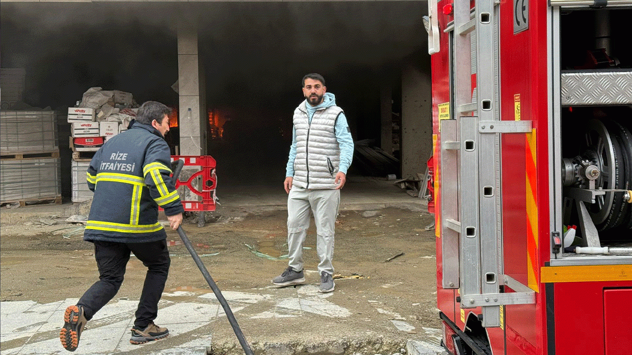 Rize’de inşaat alanında yangın