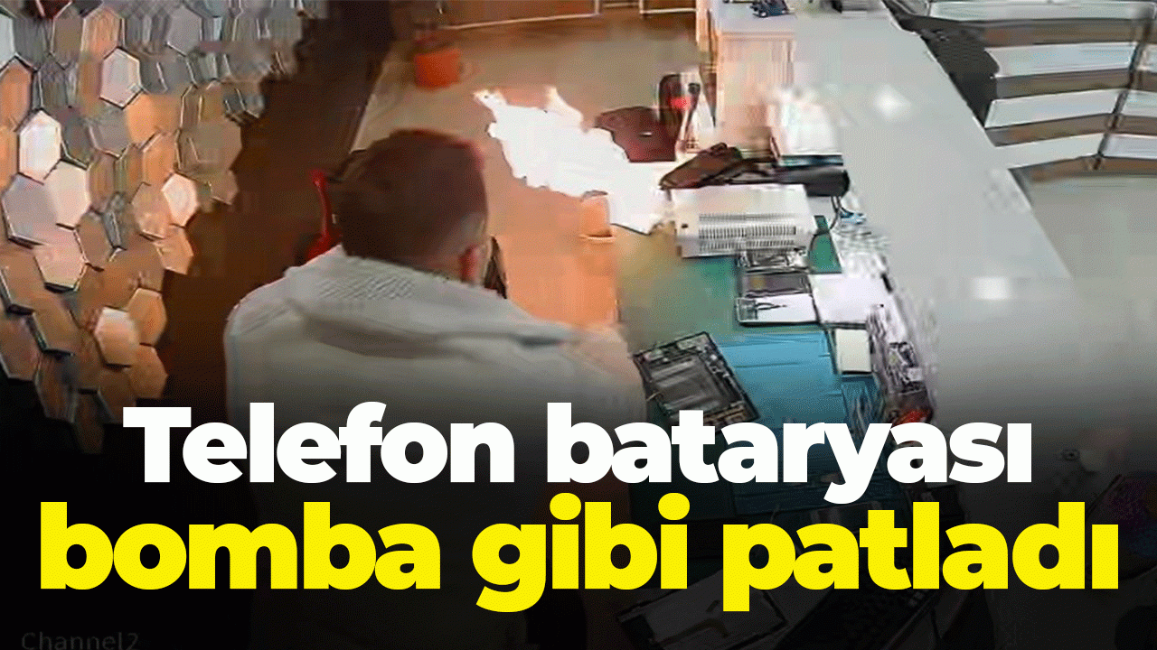 Bayburt'ta patlayan telefon bataryası kameralara yansıdı