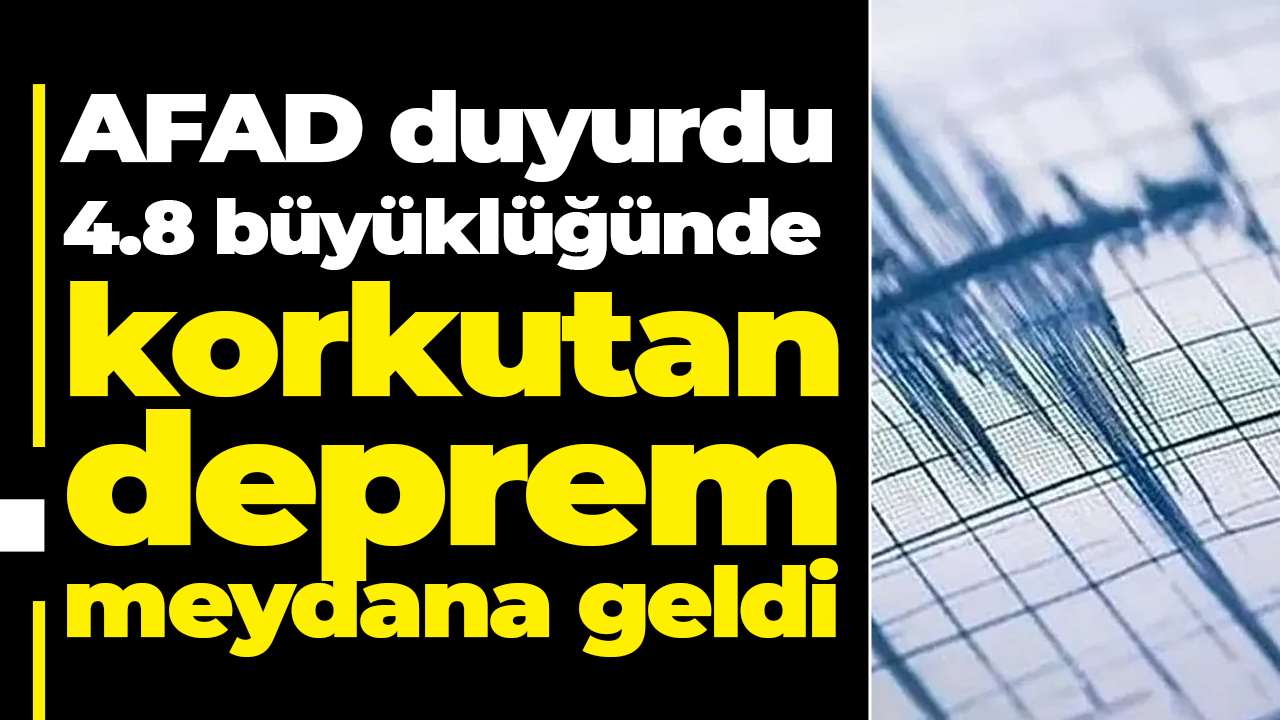 AFAD duyurdu: 4.8 büyüklüğünde korkutan bir deprem meydana geldi