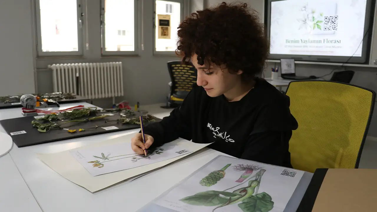 Trabzon’da ortaokul öğrencisi illüstrasyon tekniğiyle yayla bitkilerini dijital dünyaya taşıdı