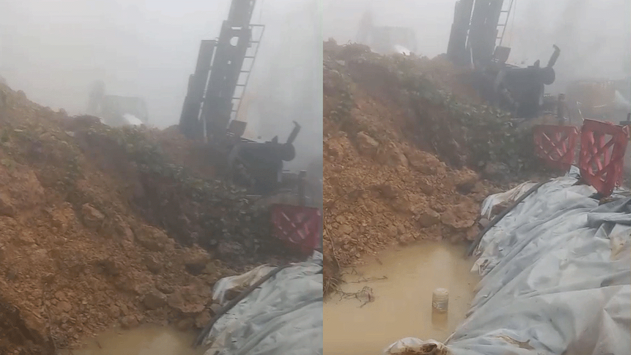 Giresun Dereli'de heyelan: İş makinesi toprak altında kaldı