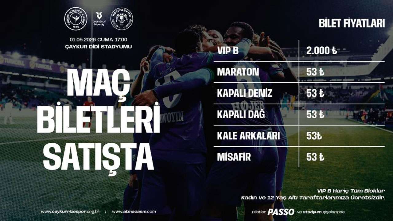 Çaykur Rizespor - Konyaspor maçının biletleri 53 TL’den satışa çıktı