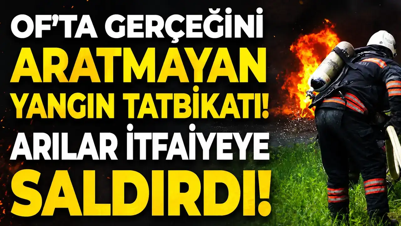 Of’ta gerçeğini aratmayan yangın tatbikatı! Arılar itfaiyeye saldırdı