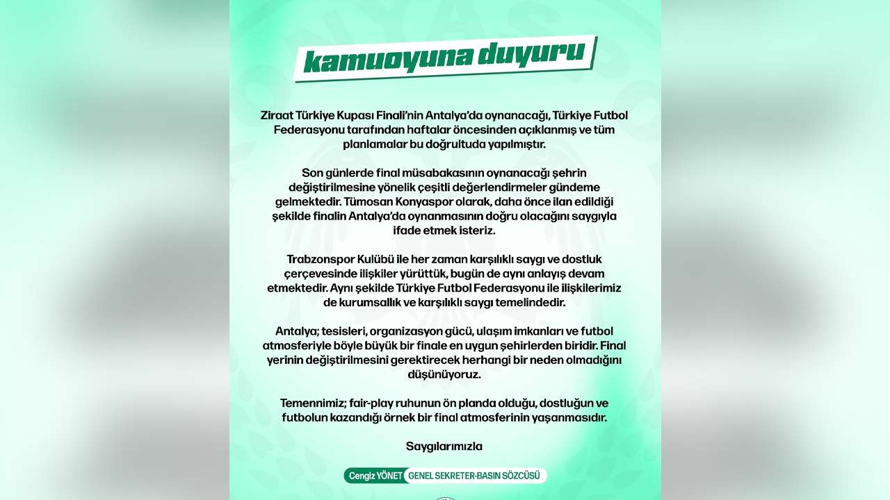 Konyaspor'dan Antalya açıklaması! "En uygun şehir"