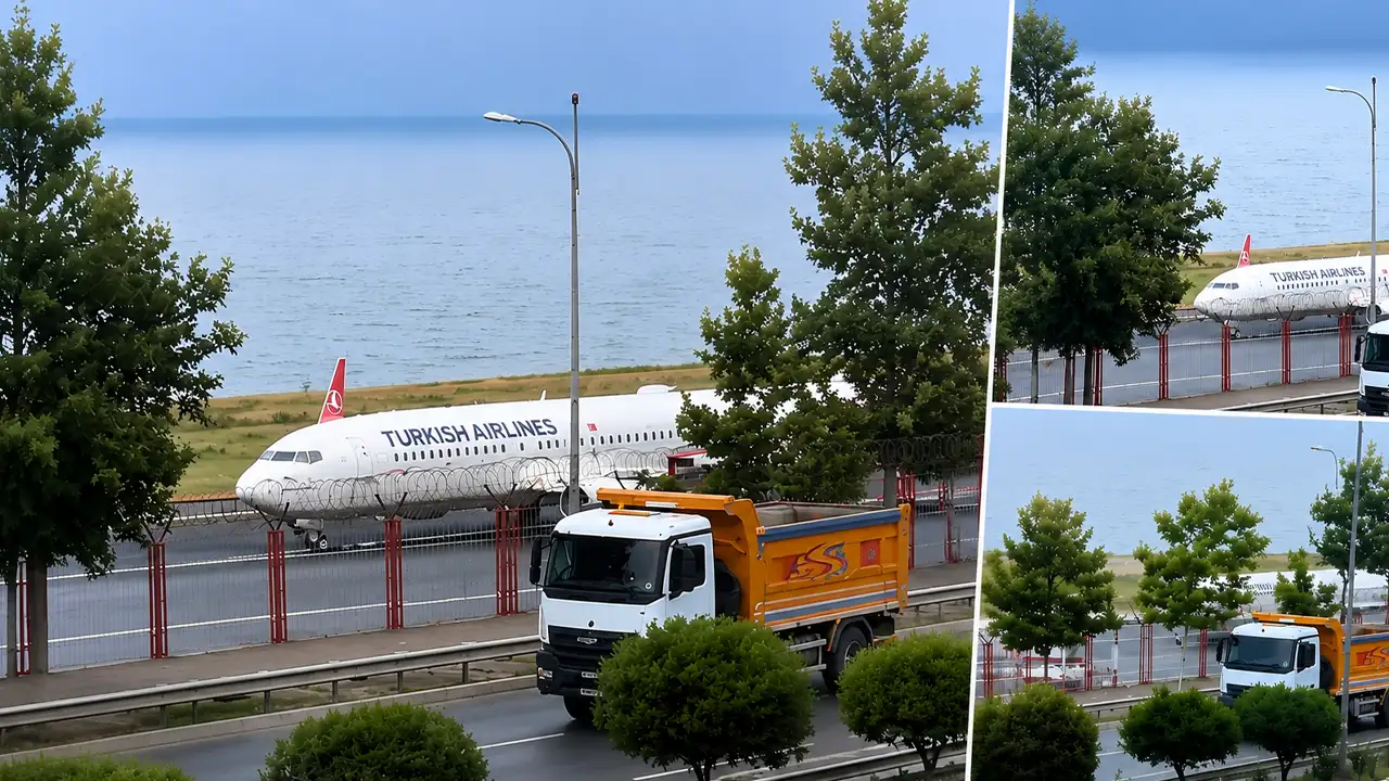 Trabzon Havalimanı'nın konumu yeniden gündem oldu! Uçakla kamyon yan yana