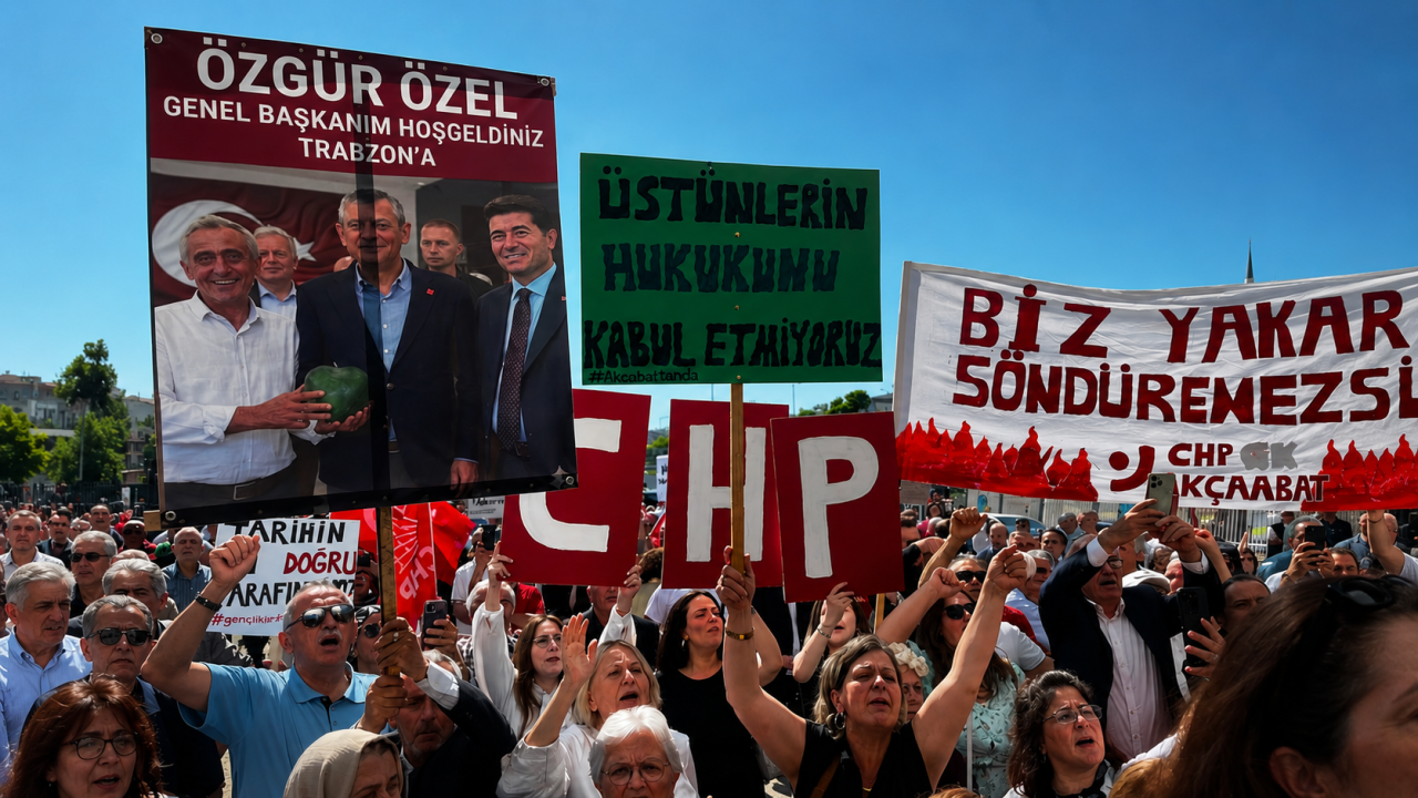 Trabzon Havalimanı'nda Özgür Özel izdihamı