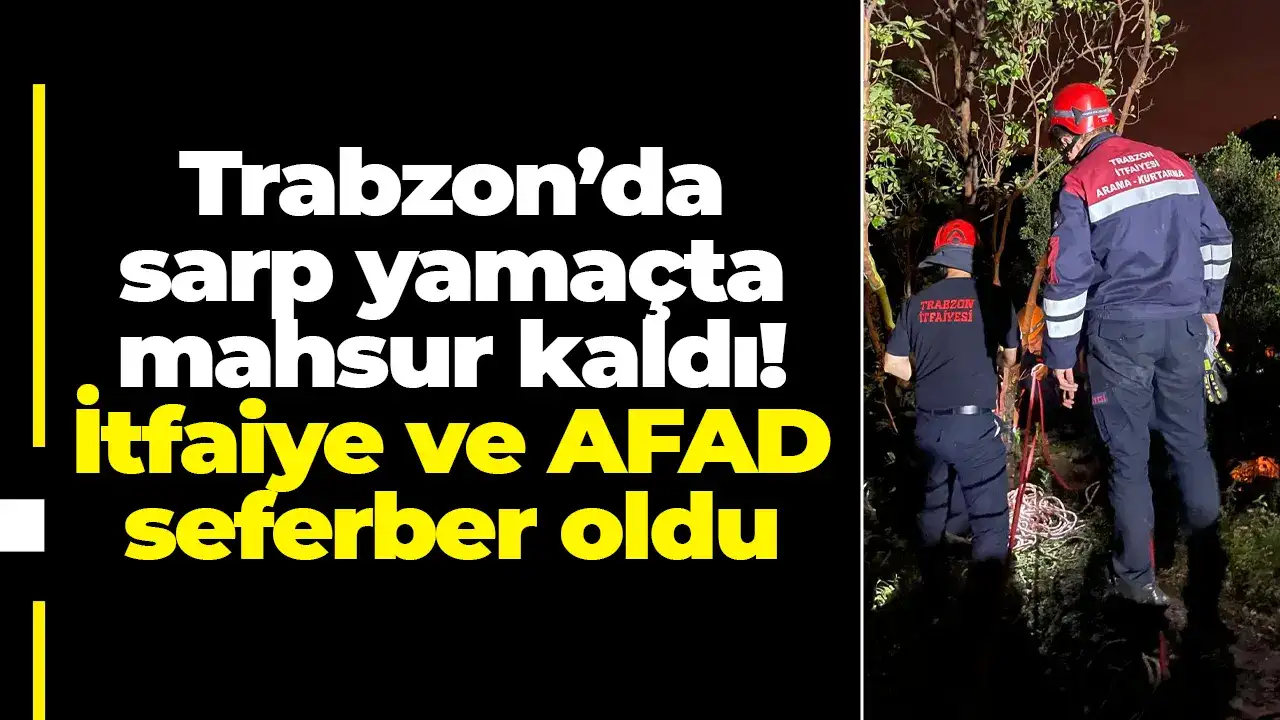 Trabzon’da sarp yamaçta mahsur kaldı! İtfaiye ve AFAD seferber oldu