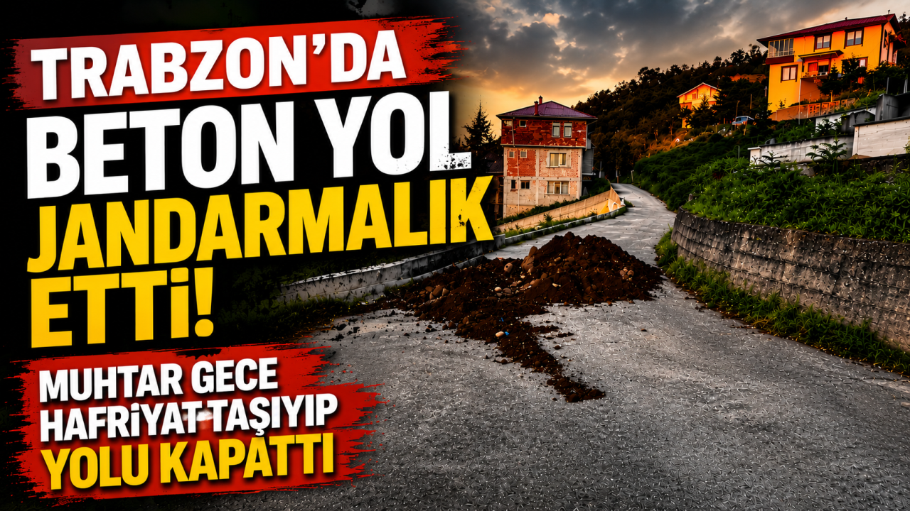 Trabzon’da beton yol jandarmalık etti, Muhtar gece hafriyat taşıyıp yolu kapattı!