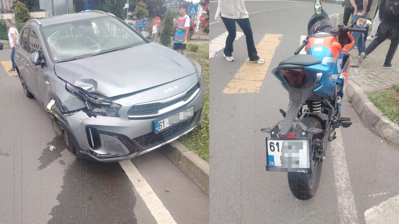 Trabzon'da hastane önünde kaza: Motosiklet ile otomobil çarpıştı