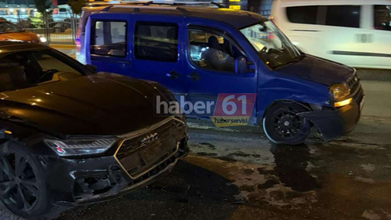Trabzon’da korkutan kaza! Şerit değiştirirken çarpıştılar