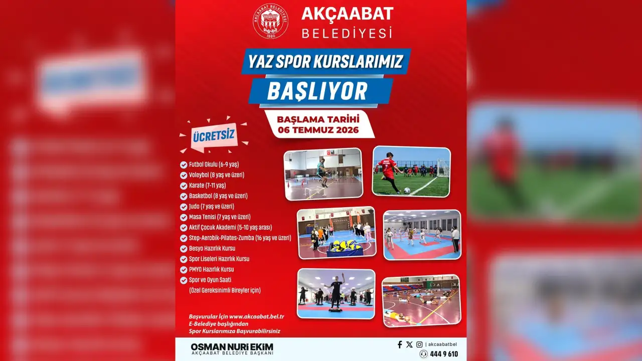 Akçaabat’ta Yaz Spor kursları başlıyor! Başvurular alınıyor