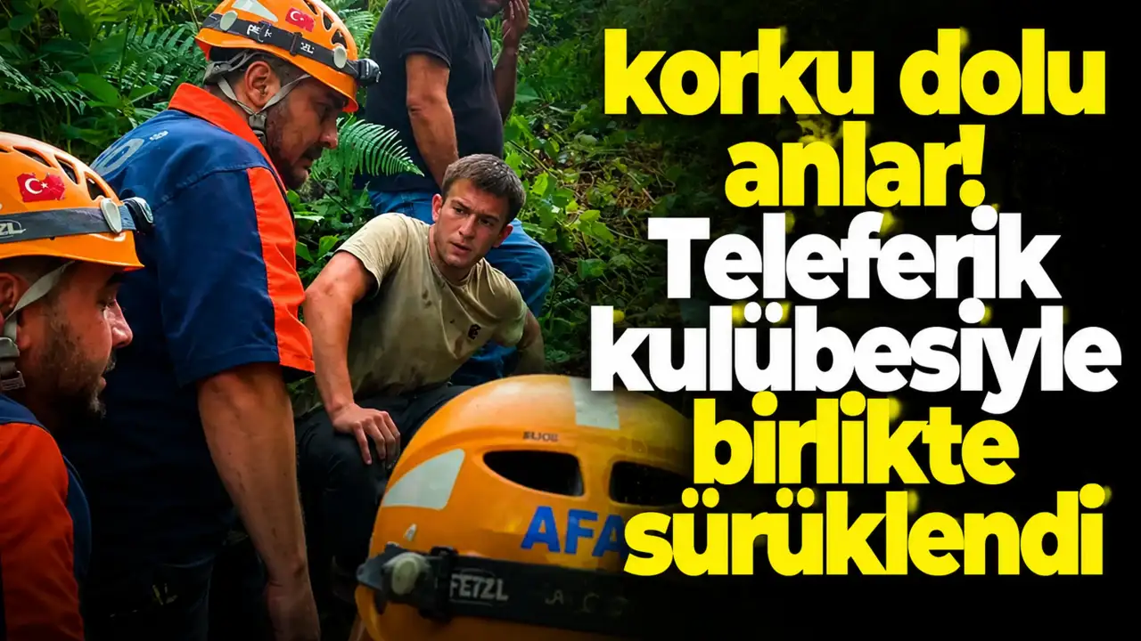 Korku dolu anlar! Teleferik kulübesiyle birlikte sürüklendi