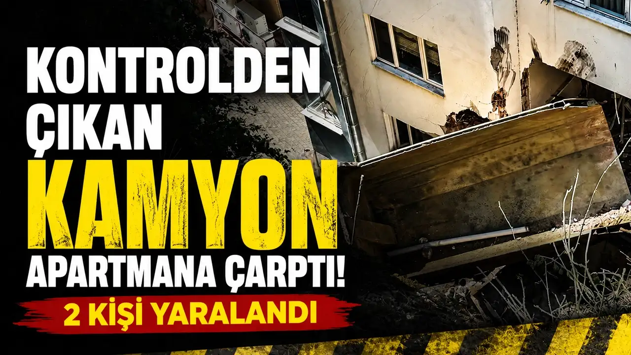 Giresun'da kontrolden çıkan kamyon apartmana çarptı: 2 kişi yaralandı