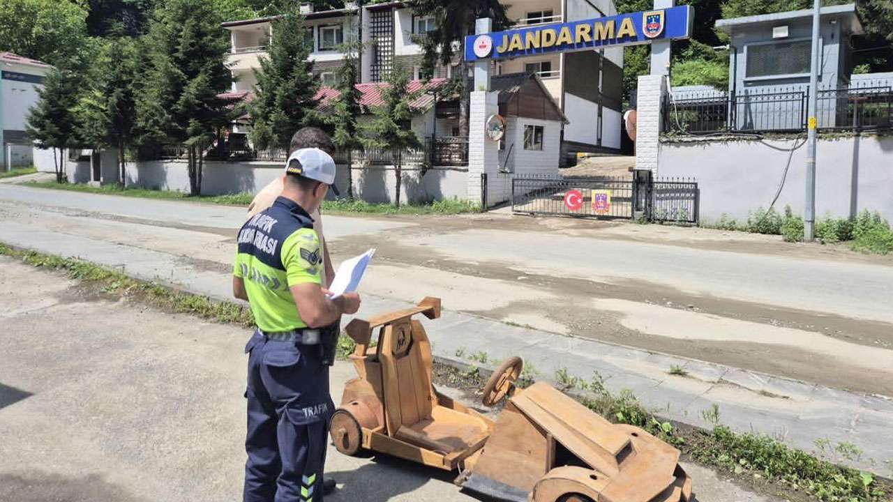 Rize'de ahşap araçla hız denemesi sonrası jandarma araca el koydu